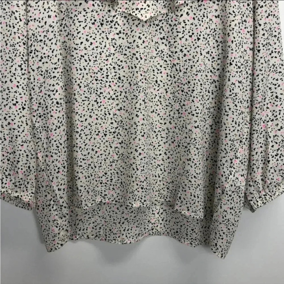 Banana Republic Ruffle V-Neck‎ Blouse White Speckle Size X-large - Picture 2 of 9